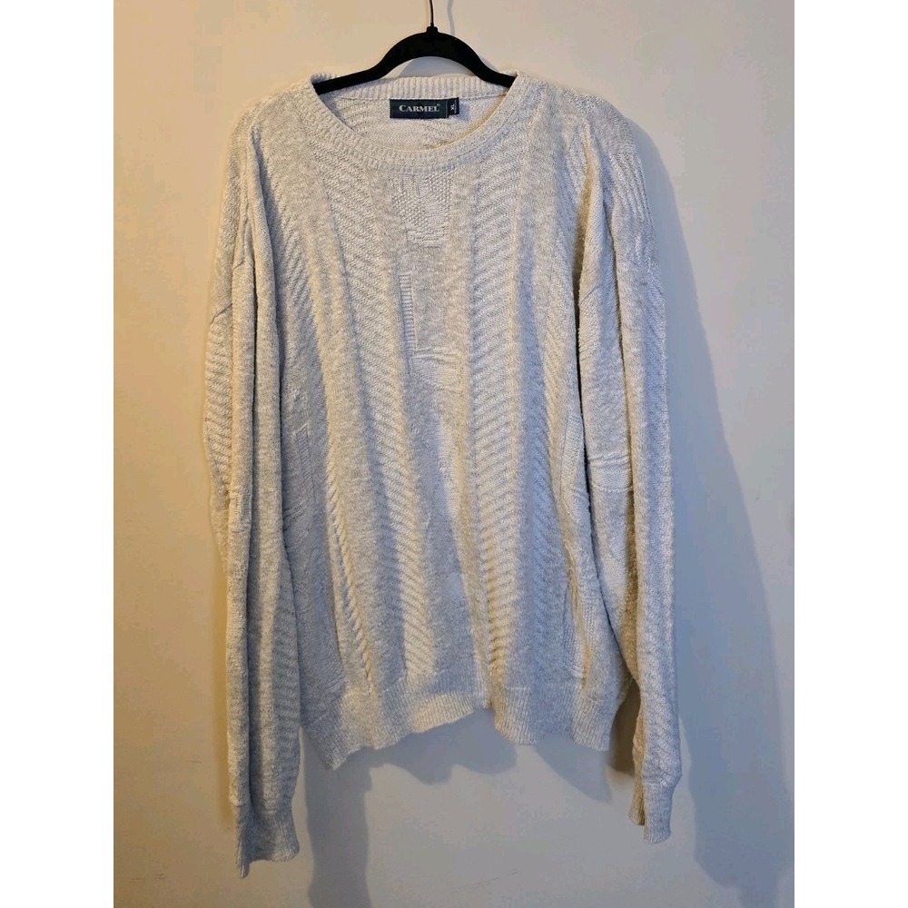 Vintage‎ Carmel Collection Men's Knit Golf Sweater Light Tan Size XL Made in USA